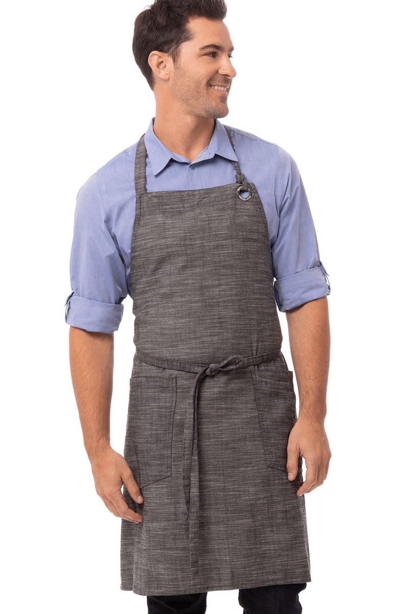 Chef Works Unisex Corvallis Bib Apron, Black Steel / Grey, One Size - Image 1